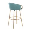Claire - Contemporary / Glam Fixed Height Bar Stool Round Footrest (Set of 2) - Light Blue / Gold - Image 4