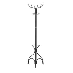 Coat Rack, Hall Tree, Free Standing, 12 Hooks, Entryway, Umbrella Holder, Transitional - Black