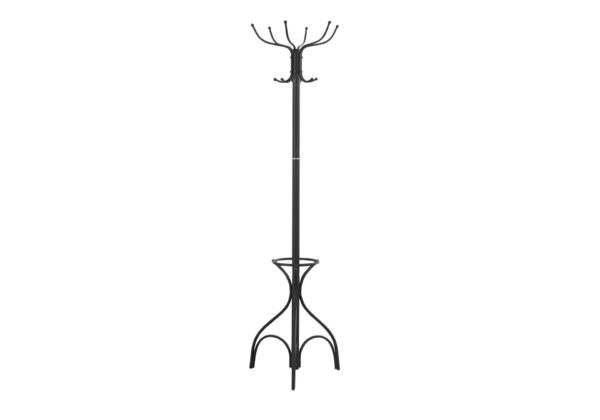 Coat Rack, Hall Tree, Free Standing, 12 Hooks, Entryway, Umbrella Holder, Transitional - Black