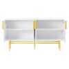 Modern Elegant 4 Door Sideboard Gold Metal Handle Buffet Cabinet For Dining Room, Living Room, Bedroom, Hallway - White - Image 13