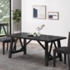 Farmhouse Style Dining Table With Wood Like Top - Matte Black - Image 3