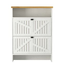 4 Layer Folding Shoe Cabinet With Metal Rounded Corners Convenient Shoe Storage - White