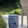 Ceramic Garden Stool, Small Side Tabel - White / Blue - Image 3