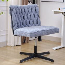 Armless Office Desk Chair, No Wheels - Blue