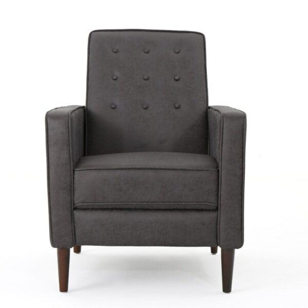 Macedonia - Mid Century Modern Button Tufted Fabric Recliner - Slate