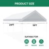 10 X 20 Ft Carport Canopy Cover Replacement Heavy Duty Waterproof Fabric With 36 Bungee Cords UV & Tear Resistant (Cover Only) - White - Image 4