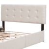 Queen Size Upholstered Platform Bed With Classic Headboard And 4 Drawers, No Box Spring Needed - Beige - Image 6