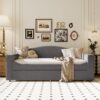 Twin Size Upholstered Daybed With Storage Armrests, Trundle And Latest Integrated Bluetooth Audio System - Gray - Image 12