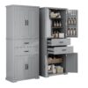 Elegant Storage Cabinet With Multi Functional Space, 2 Drawers With Slide Rails, Adjustable Shelf - Gray - Image 6