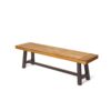 Tranquilizer - Outdoor Acacia Wood Bench With Slat Panel Design (Set of 2) - Sandblasted Brown / Rustic Metal - Image 8