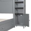 Queen Size Bed With All In One Cabinet, Shelf And Sockets - Gray - Image 6