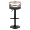 Cosi - Mid-Century Modern Adjustable Barstool With Swivel With Rounded T Footrest (Set of 2) - Black / Light Gray / Black - Image 5