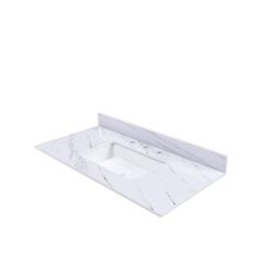 Elegant Marble Vanity Top, 43" Bathroom Vanity With Undermount Sink Sintered Stone, Bianco Carrara Venato - White