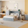 Queen Size Murphy Bed With USB Port, Large Drawer, And Wardrobe / Desk Combo Versatile Cabinet Bed - Gray - Image 18