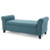 Hayes - Contemporary Armed Storage Bench With Rolled Arms - Teal - Image 5