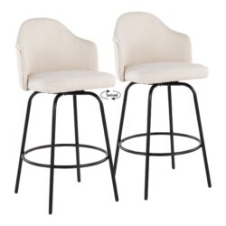 Ahoy - Contemporary Fixed Height Counter Stool (Set of 2) - Black / Cream