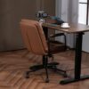 Office Chair, Mid Back Home Office Desk Task Chair With Wheels And Arms Ergonomic Computer Rolling Swivel Chair With Padded Armrest - Brown - Image 16