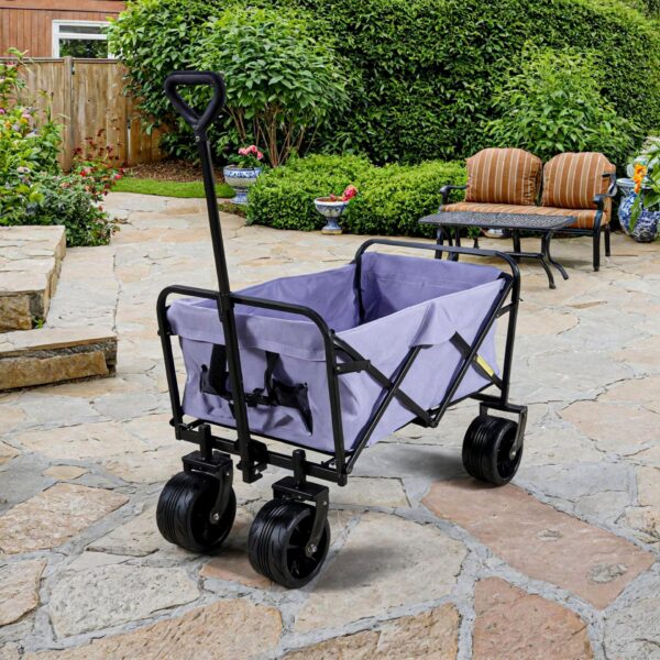 100L Collapsible Folding Beach Wagon Cart With 220Lbs Large Capacity, Wagons Carts Heavy Duty Foldable With Big Wheels For Sand, Garden, Camping - Purple