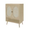 2 Door Shoe Rack, Freestanding, Modern Shoe Storage Cabinet, For Entryway - Natural - Image 7