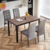 Creative Design Veneered MDF Wood Structure Rectangular Walnut Dining Table - Walnut - Image 8
