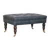 Buffalo - Leather Ottoman With Castor Legs - Brown / Teal - Image 5
