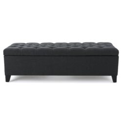 Glouster - Contemporary Storage Ottoman With Button Tufted Diamond Stitching - Dark Gray