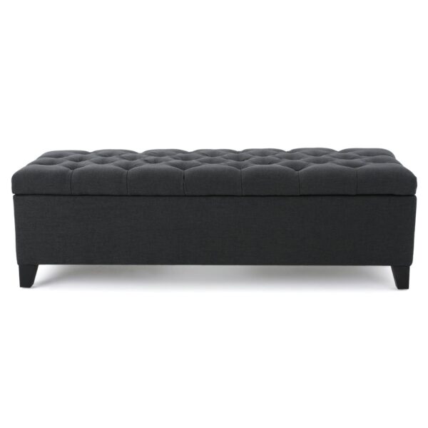 Glouster - Contemporary Storage Ottoman With Button Tufted Diamond Stitching - Dark Gray