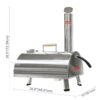 Silver Pizza Oven Outdoor 12" Semi-Automatic Rotatable Pizza Ovens Portable Stainless Steel Wood Fired Pizza Oven Pizza Maker With Built-In Thermometer Pizza Cutter Carry Bag - Silver - Image 2