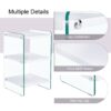 Simple Elegant Bedside Table With Storage Function And Tempered Glass - White - Image 7