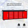 Storage Cabinet With Work Bench (15 Drawers & 2 Cabinets) - Red - Image 4