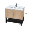 Modern Freestanding 36" Bathroom Vanity With Ceramic Sink, Hot And Cold Faucet, Storage Cabinet & Open Iron Shelf - Natural - Image 3