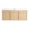 Original Wall Mounted Bathroom Vanity With Resin Sink And 3 Soft Closing Doors Plywood - Oak - Image 4