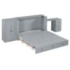 Queen Size Murphy Bed With USB Port, Large Drawer, And Wardrobe / Desk Combo Versatile Cabinet Bed - Gray - Image 5