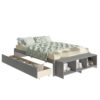 Full Size Bed With Storage Case, 2 Storage Drawers, Lengthwise Support Slat - Gray - Image 7