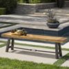 Blossom - Acacia Wood Outdoor Bench With Slat Design - Rustic - Image 7