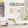 Queen Size Murphy Wall Bed With Closet And Drawers - White - Image 16