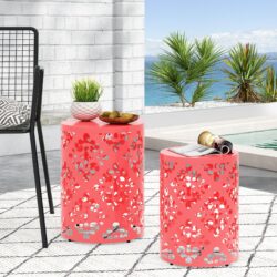 Metal (Set of 2) End Table - Coral