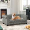 Modern Linen Fabric Elevated Pet Bed For Small And Medium Dogs - Light Gray - Image 4
