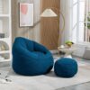 Bedding Bean Bag Sofa Chair High Pressure Foam Bean Bag Chair Adult Material With Padded Foam Padding Compressed Bean Bag With Footrest - Blue - Image 5