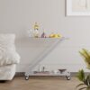 Modern Z Shaped Bar Cart With Tempered Glass Shelves - Silver - Image 5