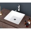 16" 6" Modern European Square Vessel Sink Glossy Porcelain Bathroom Vanity Top Above Counter Ceramic Basin - White - Image 3