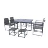 9 Pieces Patio Dining Sets Outdoor Space Saving Rattan Chairs With Glass Table Top Wicker And Cushion - Dark Gray - Image 12
