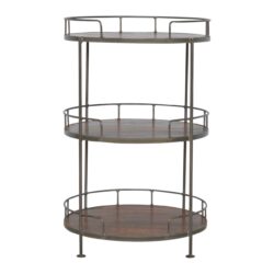 Industrial Round Butler Tray Table - Chestnut
