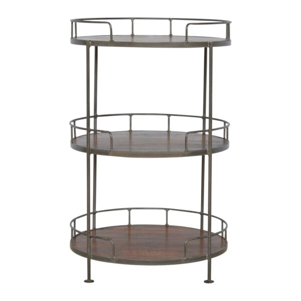 Industrial Round Butler Tray Table - Chestnut