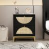 Allen - 2 Drawer Side Table, Display Rack For Bedroom And Living Room, Nightstand Side Table Bedroom Storage Drawer Bedside End Table - Black / Beige - Image 3