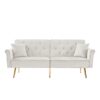 Velvet Tufted Sofa Couch With 2 Pillows And Nailhead Trim - Beige - Image 4