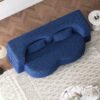 Modern Floor Sofa With 2 Pillows, Convertible Teddy Fabric Foam Filled Sleeper Sofa Bed, Full Size Folding Mattress For Living Room Guest Bed, Playroom, No Assembly Required - Blue - Image 8