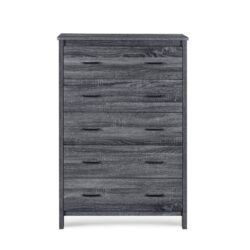 Titeca - Contemporary Wood 5 Drawer Dresser - Dark Gray