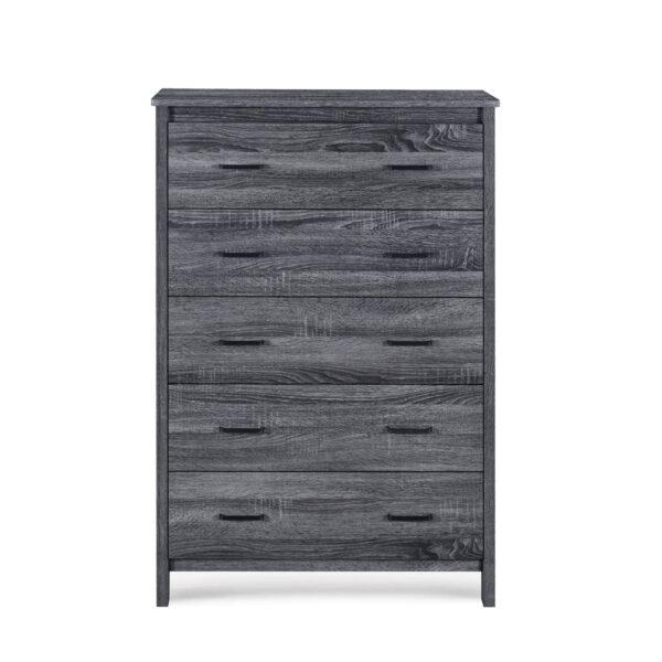 Titeca - Contemporary Wood 5 Drawer Dresser - Dark Gray