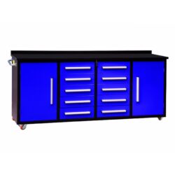 Storage Cabinets With Workbench (10 Drawers & 2 Cabinets) - Blue